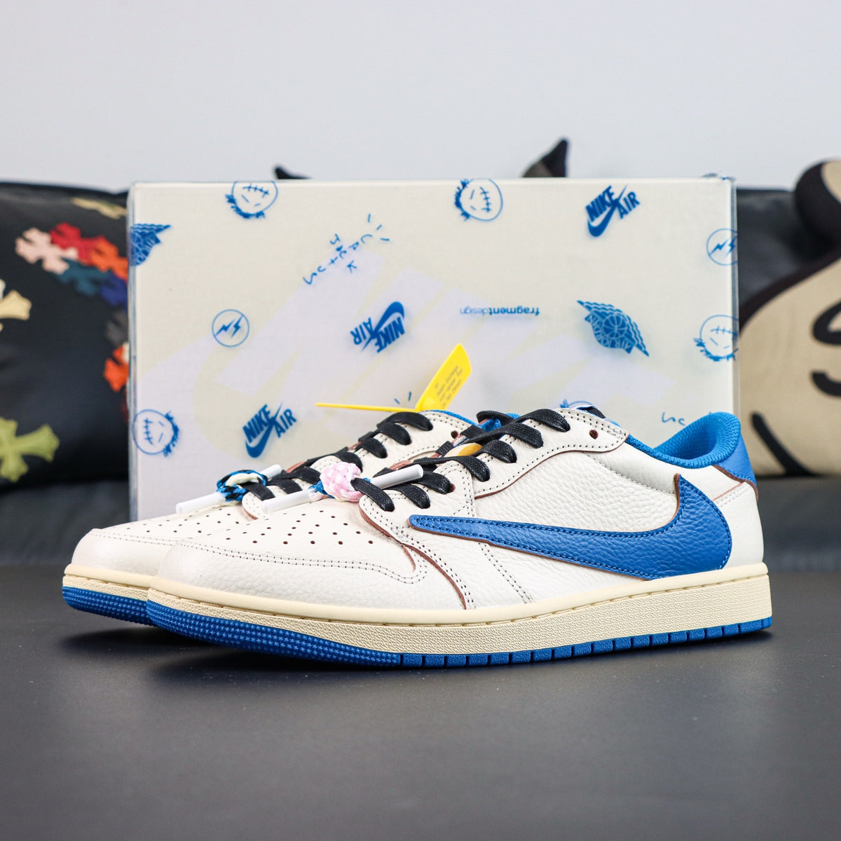 Travis Scott x Fragment x Air Jordan 1 Low OG SP Sail Military Blue